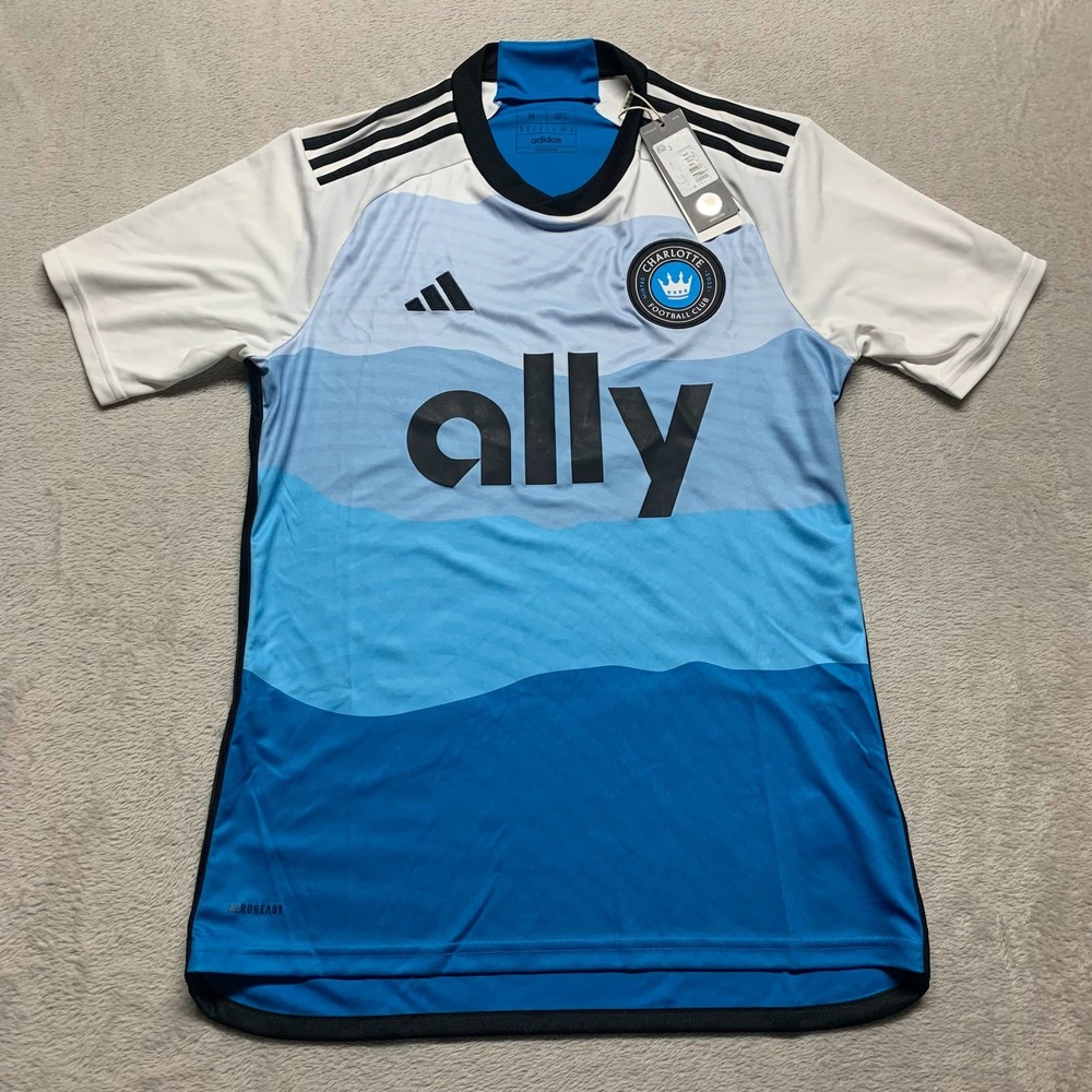 NWT Adidas Authentic Charlotte Football Club FC Soccer Jersey Kit M MLS MRP $100